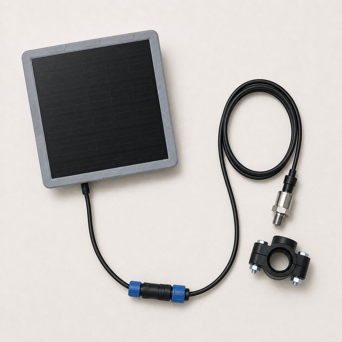 Farm-Mesh water pressure sensor kit with solar panel and clamp